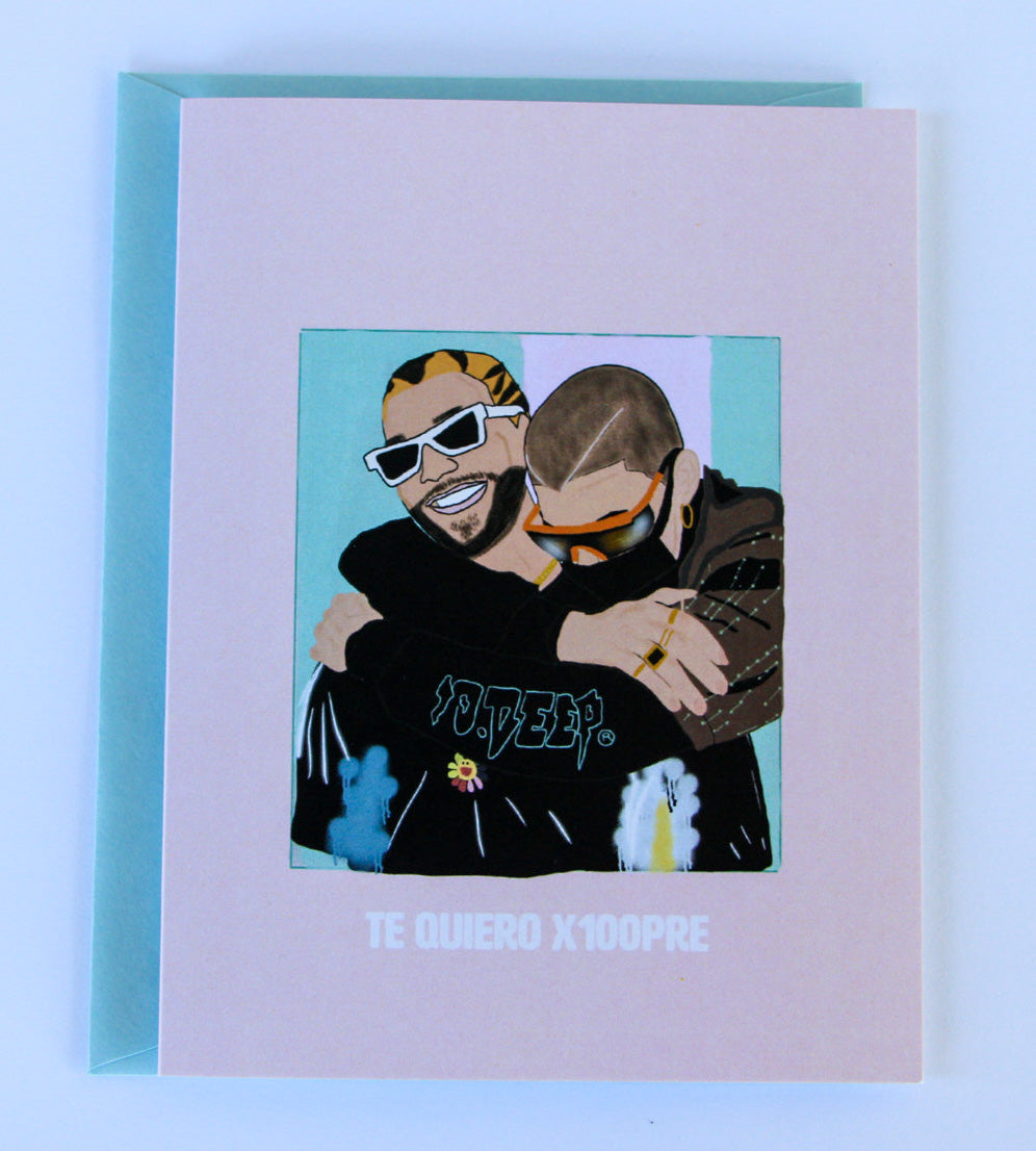 J. Balvin and Bad Bunny Te Quiero x100PRE Spanish Greeting Card