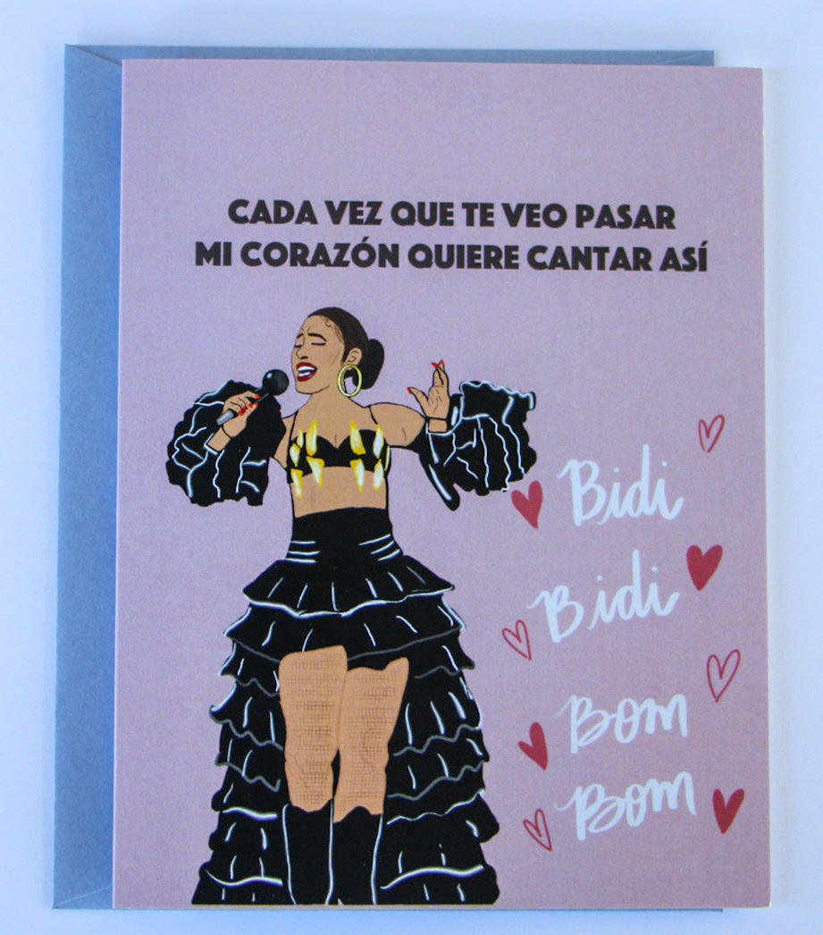 Selena Bidi Bidi Bom Bom Spanish Greeting Card